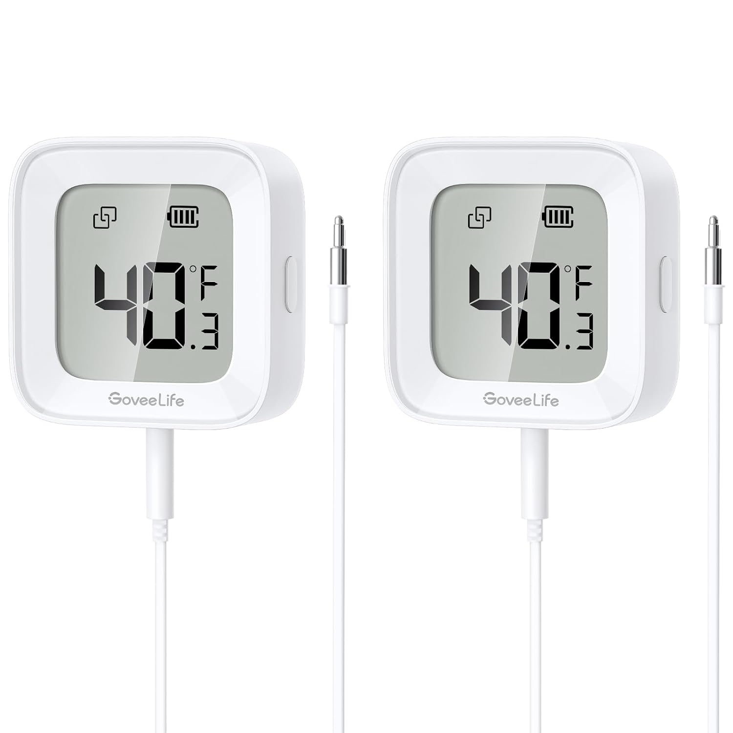 GoveeLife Freezer Thermometer Alarm 2 Pack, Smart Bluetooth Temperature Monitor Sensor for Refrigerator Hot Hub, 197 Ft Connecting Range APP Alert with Anti-False Freezer (WiFi Gateway Not Included)