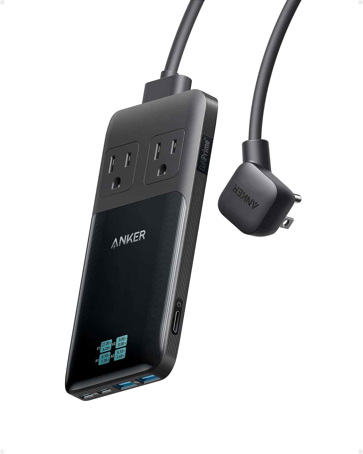 FAVE TRAVEL CHARGER - Anker Prime Charging Station, 140W 6-in-1 Travel Power Strip, 5ft Detachable Extension Cord with Multiple Outlets, 2 AC, 2 USB C, 2 USB A,